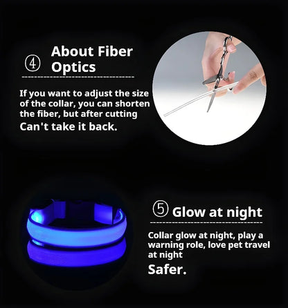 Dog Collar Nylon LED Night Safety Flashing Glow