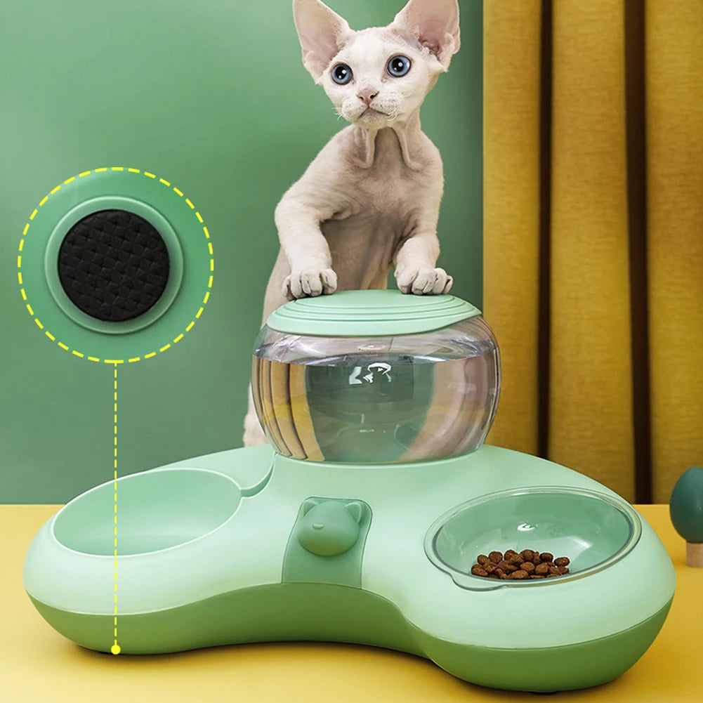 2 In 1 Auto Water Drinker for Cats Dogs Cat Food Bowl