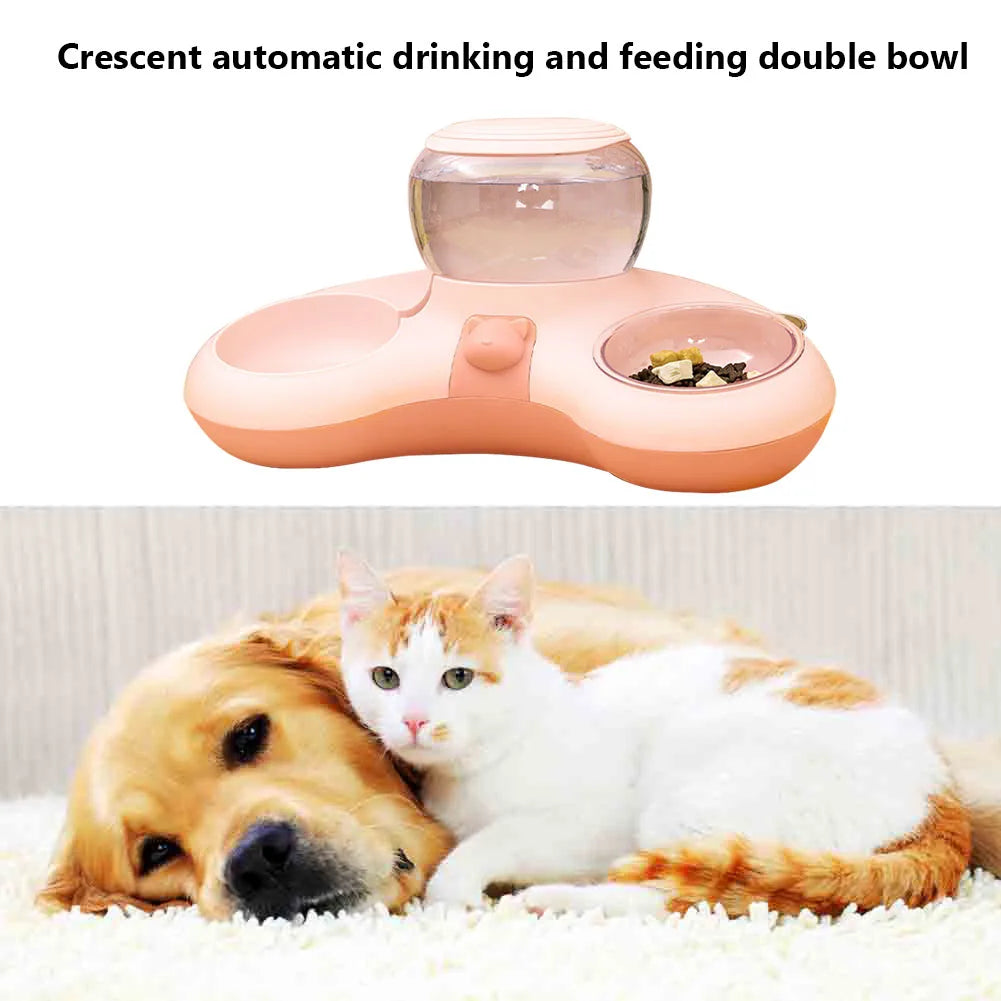 2 In 1 Auto Water Drinker for Cats Dogs Cat Food Bowl