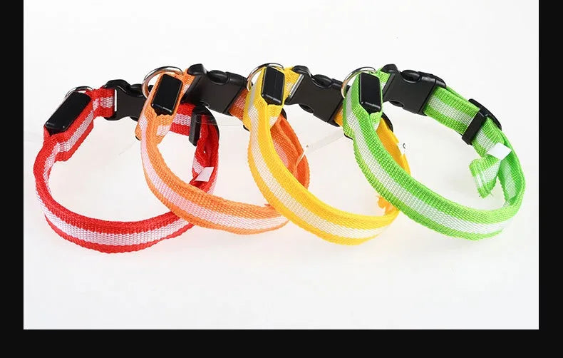 Dog Collar Nylon LED Night Safety Flashing Glow